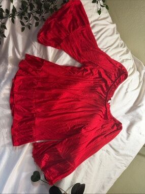 Style & Co. Red Peasant Top with Bell Sleeves